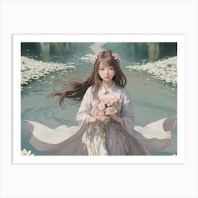 Flower Girl In The Water Art Print