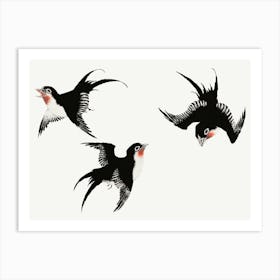 Hokusai Swallows In Flight Art Print