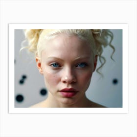 Portrait Of Albino Girl With Freckles and blue eyes 3 Art Print