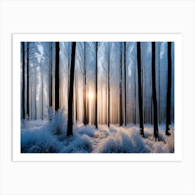 Frost Covered Forest At Dawn Art Print