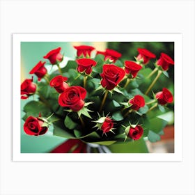 Bouquet Of Red Roses Art Print