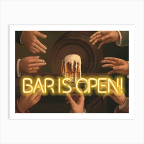 Bar is open vintage altered art Art Print