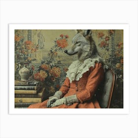 Absurd Bestiary: From Minimalism to Political Satire.Wolf In Red Dress Art Print