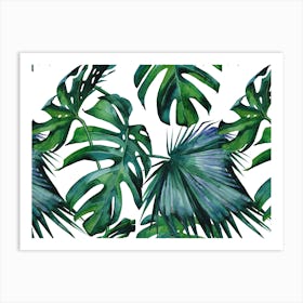 Tropical Leaves - Monstera Palm Trees Art Print