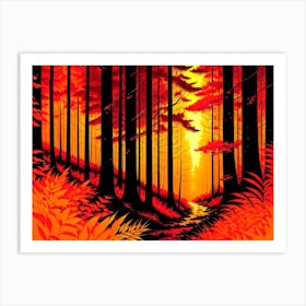 Sunset In The Forest 1 Art Print