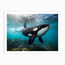 Orca Whale Underwater Realistic Photography Art Print