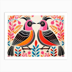 Magpie 2 Folk Style Animal Illustration Art Print