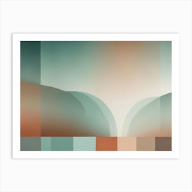 Abstract Blurred Background With Vertical Lines And Curves In Shades Of Green And Brown Art Print