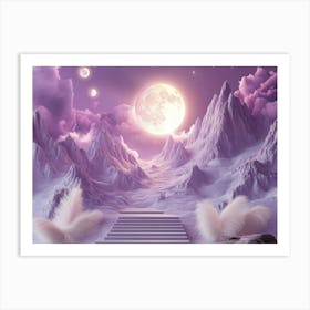 Full Moon In The Mountains 1 Art Print