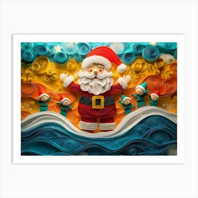 Paper Quilling Santa Claus and Elves II Art Print