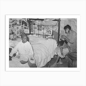 Mother And Two Children In House Provided For Workers In Strawberry Fields Near Independence, Louisiana By Art Print