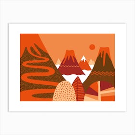 Orange Utopian Landscape Art Print