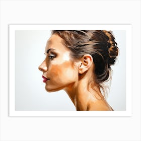 Side Profile Of Beautiful Woman Oil Painting 50 Art Print