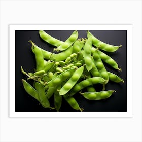 Green Peas On Black Background Art Print