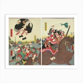 Näyttelijät Ichikawa Danzo Vi, Nakamura Fukusuke Ja Kataoka Ichizo Näytelmässä Irifune Soga Nihon No Torikachi (Sogan Art Print