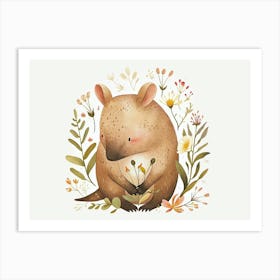 Little Floral Wombat 1 Art Print
