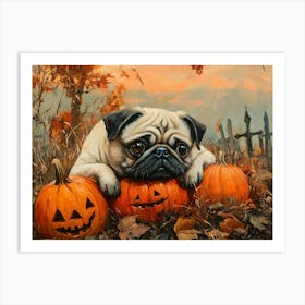 Halloween Pugs In Oil 20 Art Print