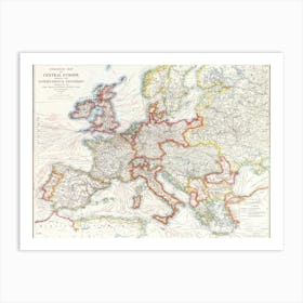 Strategic Map Of Central Europe Showing The International Frontiers Prepared In The War College Division (1915) Art Print