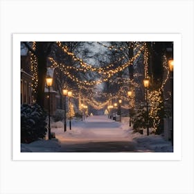 Christmas Lights On A Street Art Print