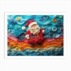 Paper Quilling Santa Claus Art Print