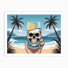 Skull With Glass Of Water Art Print