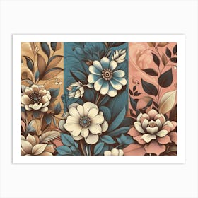 Floral Garden In Three Tone Abstract Poster 4 Art Print