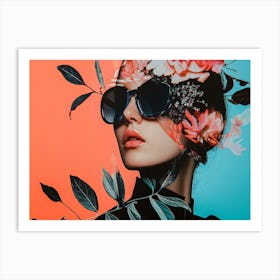 Woman With Flowers On Her Head 10 Art Print