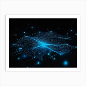 Abstract Digital Painting Featuring A Glowing Geometric Pattern Composed Of Dots And Lines On A Dark (1) 2 Art Print