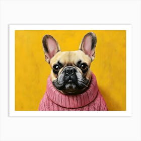 Frenchie In Pink And Yellow 1 Art Print