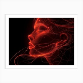 Glowing Enigma: Darkly Romantic 3D Portrait: Glow In The Dark Art Print