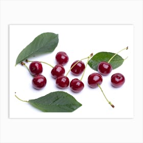 Cherries With Leaves Art Print