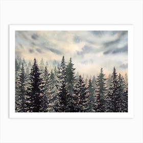 Pine Trees In Sunset Art Print