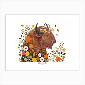 Little Floral Buffalo 3 Poster Art Print