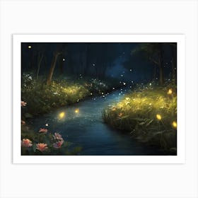 Fireflies In The Forest Art Print