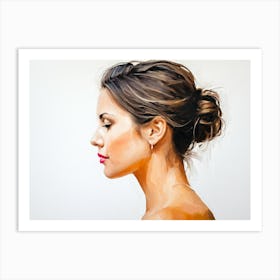 Side Profile Of Beautiful Woman Oil Painting 39 Art Print