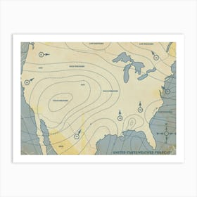 Vintage weather Map Of The United States Art Print