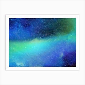 Luminescent space #3 - space neon art, Nebula Art Print