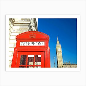 Telephone Booth In Front Of Big Ben Art Print