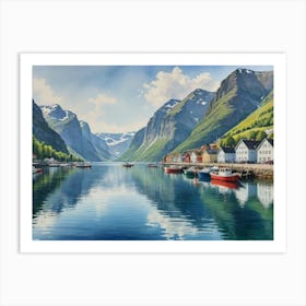 Where Mountains Embrace the Water Fjords Art Print