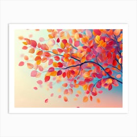 Colorful Tree with Colorful Leaves Art Print