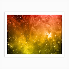Orange, Yellow Galaxy Space Background Art Print