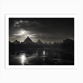 Black And White Photograph Of Cairo Egypt Nile River 1 Art Print