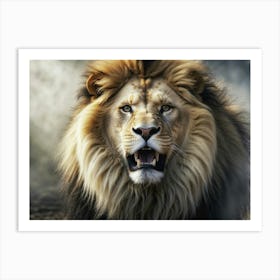 Lion Roaring Art Print