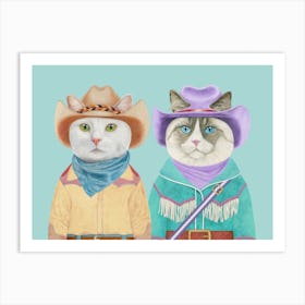 Cowboy Cats 1 Art Print