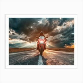 Rider On Red Bike (26) Art Print