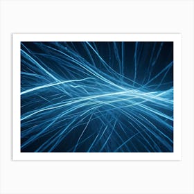 Abstract Blue Lines Of Energy, Light, Or Data Swirling And Intersecting On A Dark Background Art Print