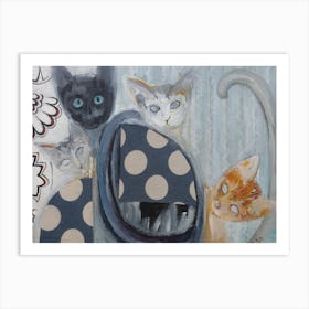 Wall Art With Four Cats Art Print