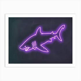 Neon Purple Bull Shark 2 Art Print