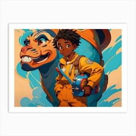 Boy And A Tiger Art Print