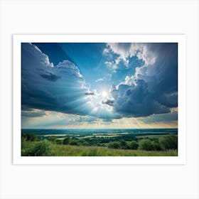 A Landscape Composition During Spring Transformation Into Summer Cumulus Clouds Dominating The High (3) Art Print